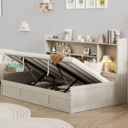 Twin Size Daybed with Storage Bookcases Underneath Storage Wood Sofa Bed Frames gallery