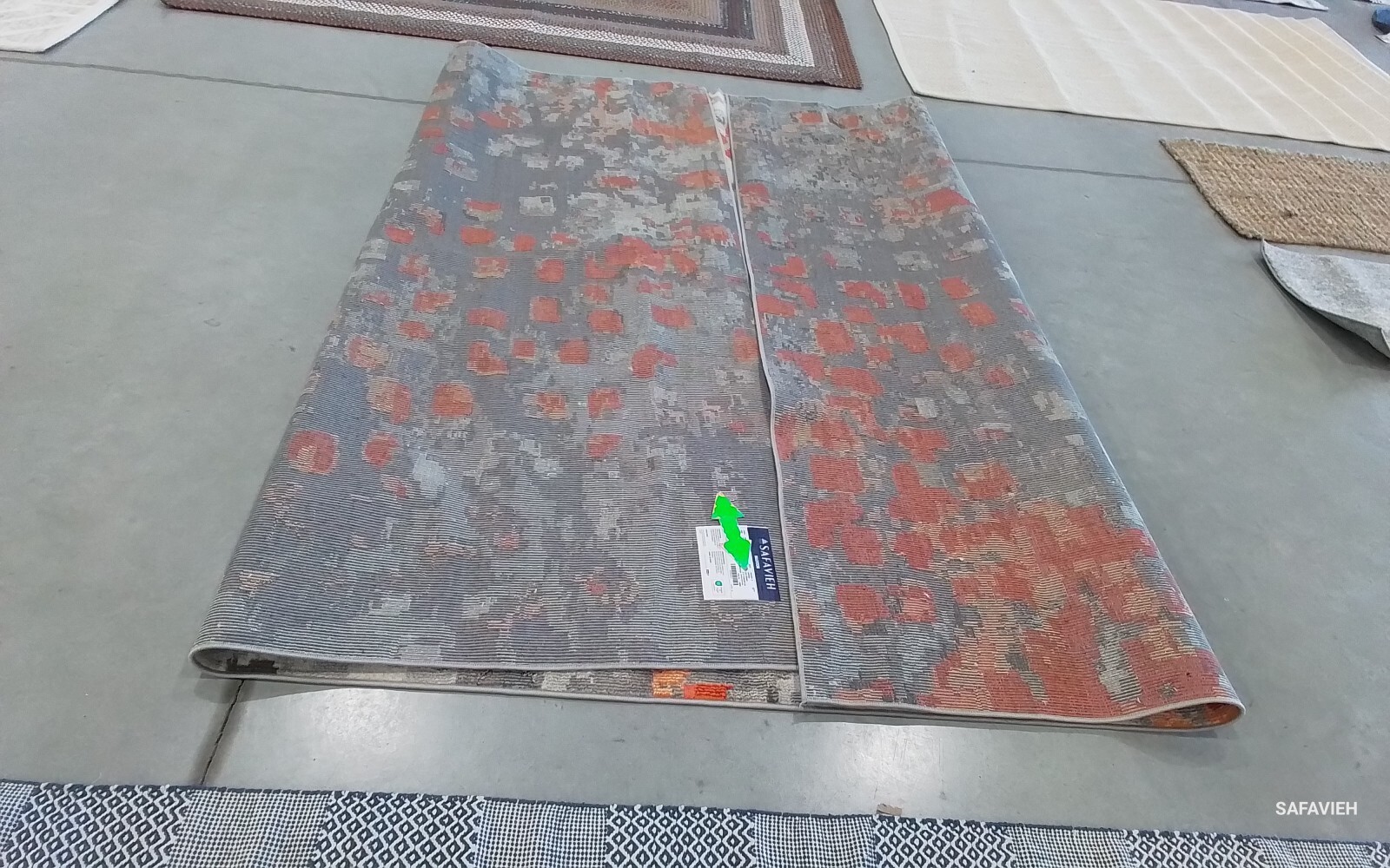 GREY / ORANGE 9' X 12' Back Stain Rug, Reduced Price 1172759991 MAD425H-9 gallery