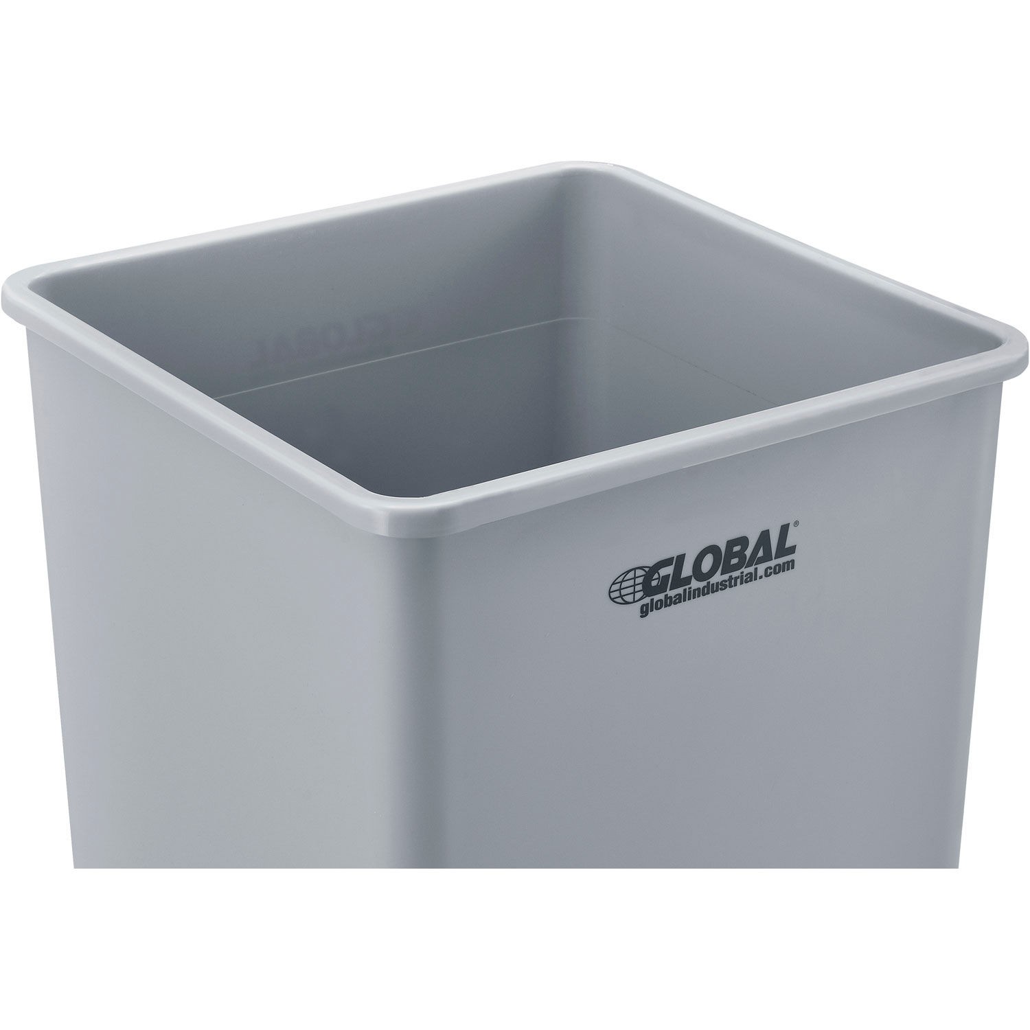 Global Industrial Square Plastic Garbage Can Gray 35 Gallon gallery