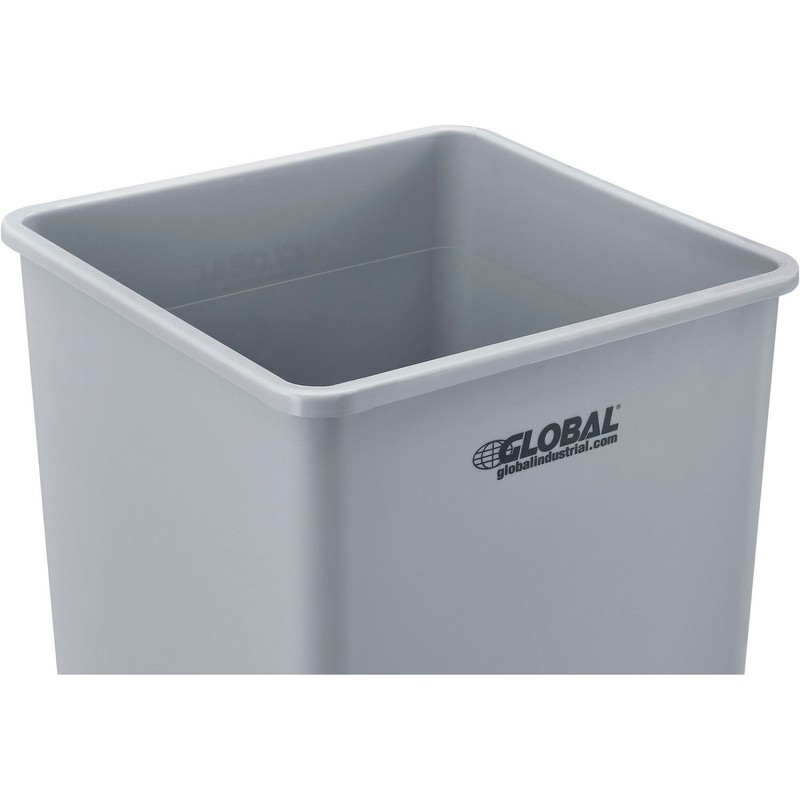 Global Industrial Square Plastic Garbage Can Gray 35 Gallon gallery