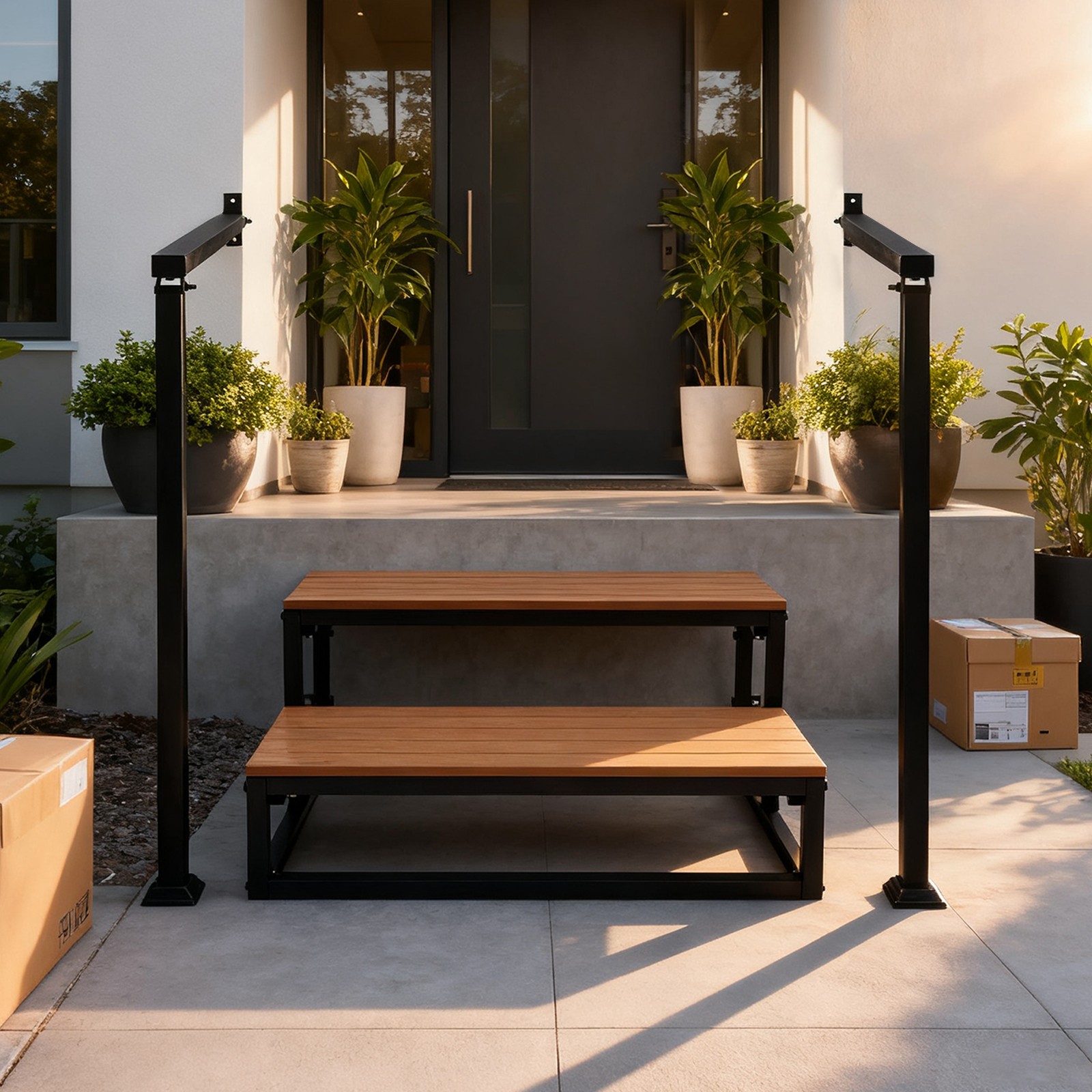 2 Steps Stairs With Handrail Multi Function Garage Stepping Stair Indoor/Outdoor gallery