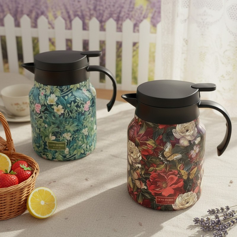 34oz Insulated Tea Carafe with Infuser, Hot Cold Brew Thermal Pitcher gallery