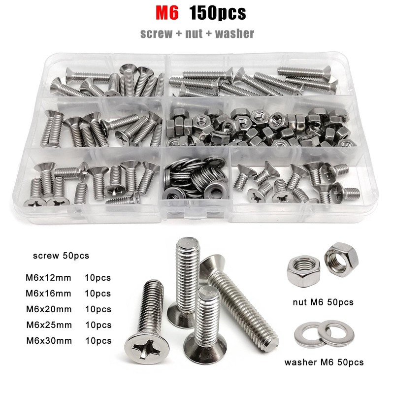 M1.6-M8 Phillips Flat Countersunk Head Screw Bolt Kit 304 A2 Stainless Steel gallery