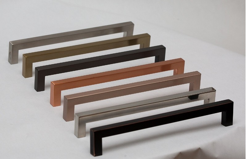 Square Bar Pull Stainless Steel Kitchen Cabinet Handle - Multi Size and Colors gallery