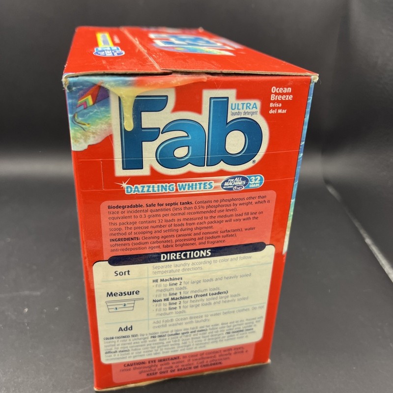 Fab Concentrated Ultra Laundry Detergent 2.1 Lb Dazzling Whites 32 Loads Ocean gallery