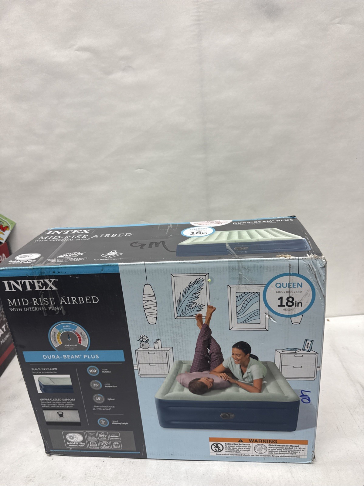 Intex 18" Inflatable Elevated Premium Comfort Airbed with Built-In Pump, King gallery