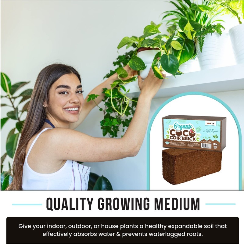 Compressed Coco Coir 1.4 LBS Brick Coconut Soil with Low EC & PH Balance gallery