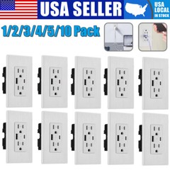 Electrical Outlet Panel Wall Socket AC Power Receptacle w/ USB-C USB-A Port Lot