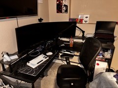 Black Adjustable L Shape Desk With Storage As Well As Plugs ￼