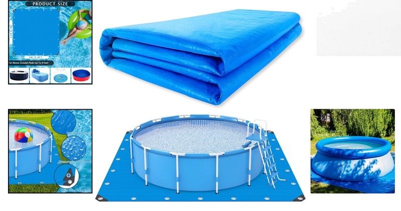 Versatile 10x10 Ft PE Pool Ground Tarp - Protects Against Rocks and Roots gallery