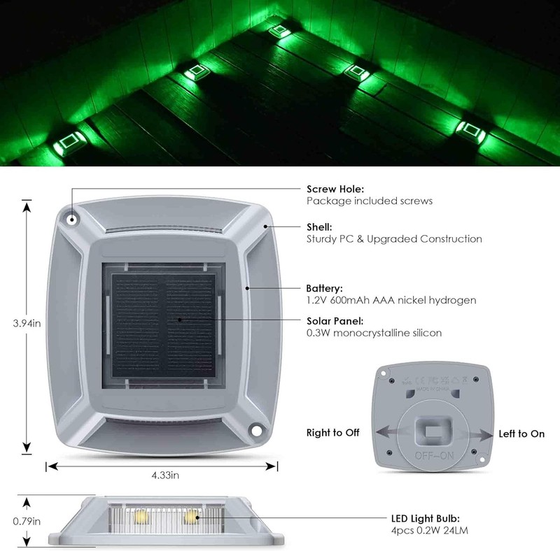 Solar Deck Lights Driveway Dock Lamp LED Waterproof Outdoor Warning Step Lights gallery