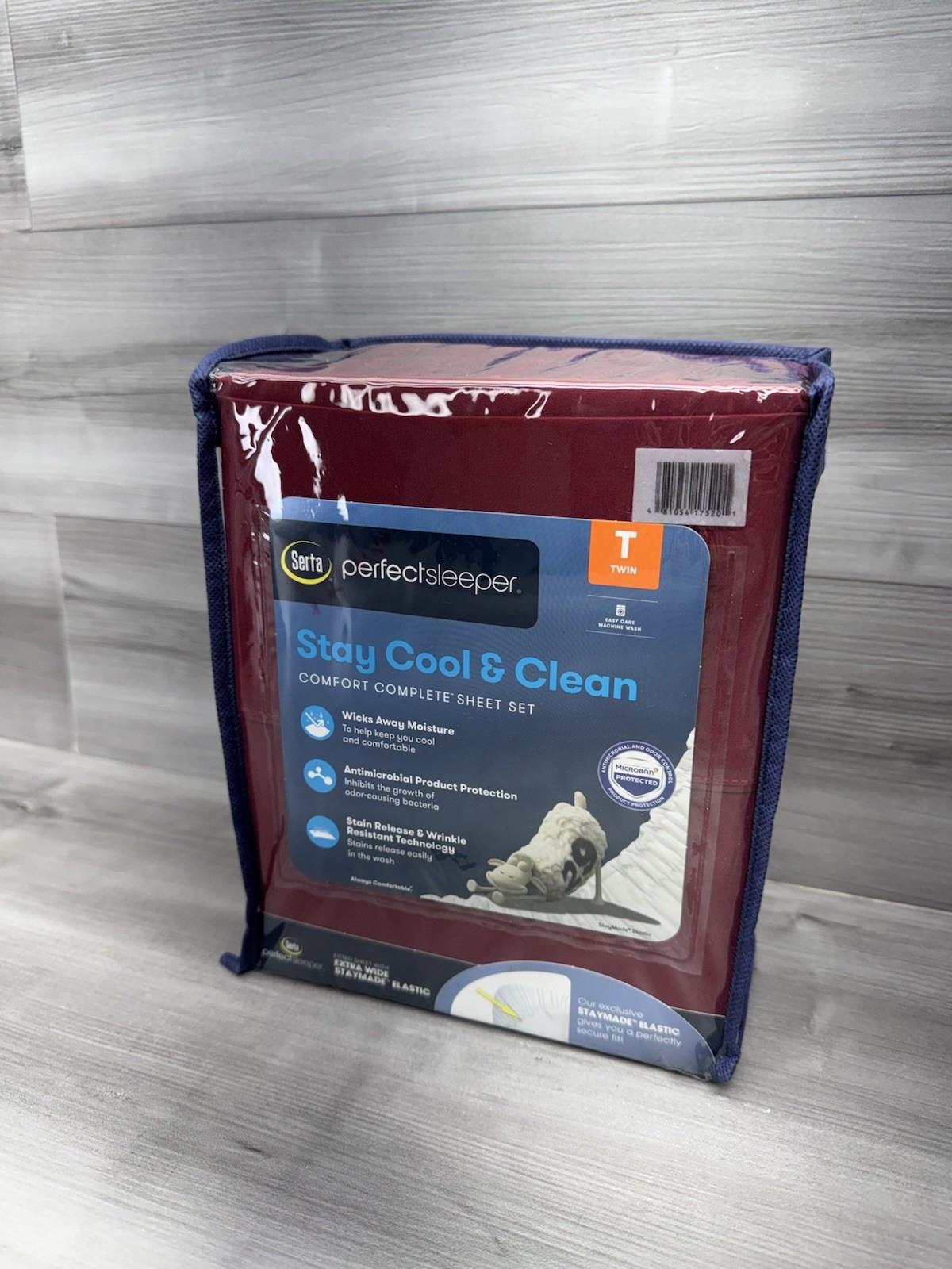 Serta Perfect Sleeper Stay Cool & Clean Twin Complete Sheet Set 3pc Maroon Red gallery
