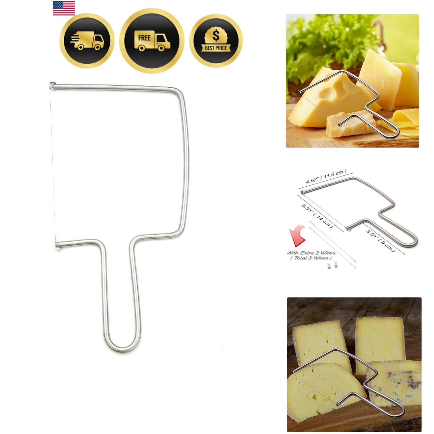 Aeon Design Cheese Slicer/Cutter With Extra 2 Wires-Easy And Fast Cutting Har... gallery
