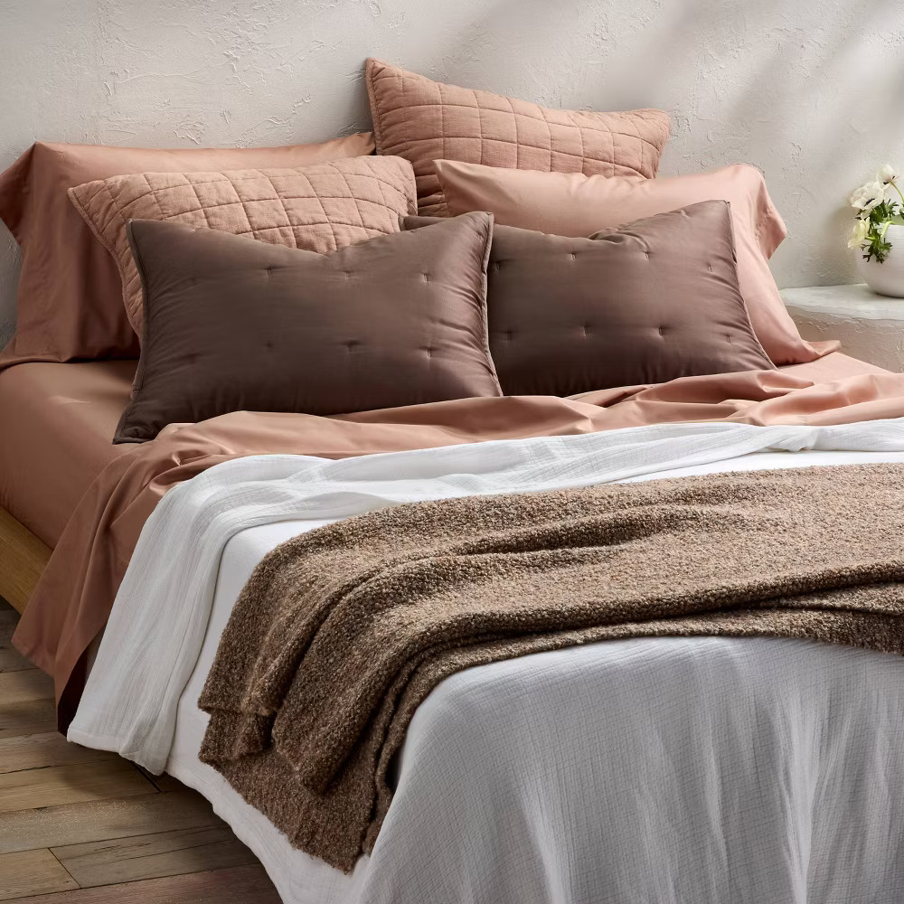 Standard 600 Thread Count Sateen Pillowcases Light Adobe Clay - Casaluna gallery