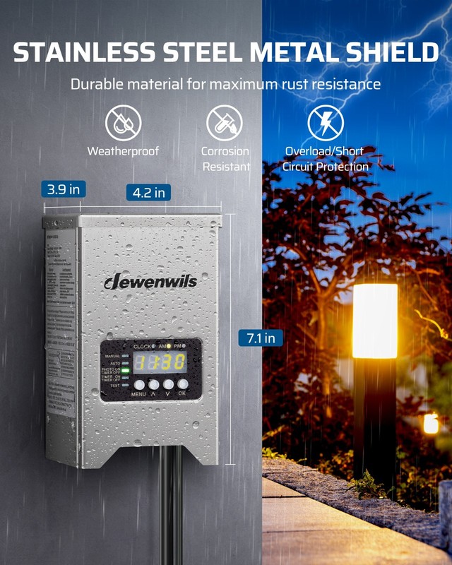 200W Low Voltage Landscape Transformer,120V AC to 12V/15V AC Waterproof gallery