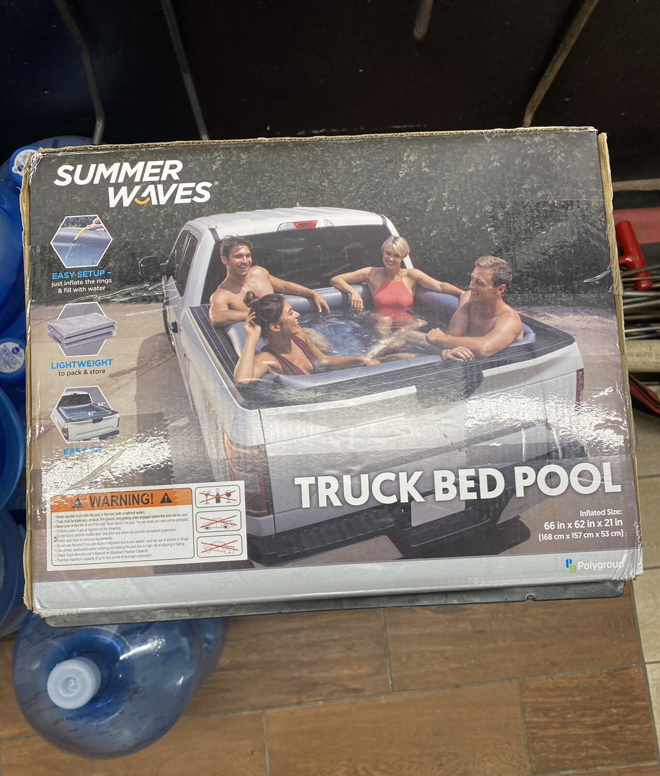 Summer Waves Inflatable Truck Bed Adult Swimming Pool, Measures 66" x 62" x 21" gallery