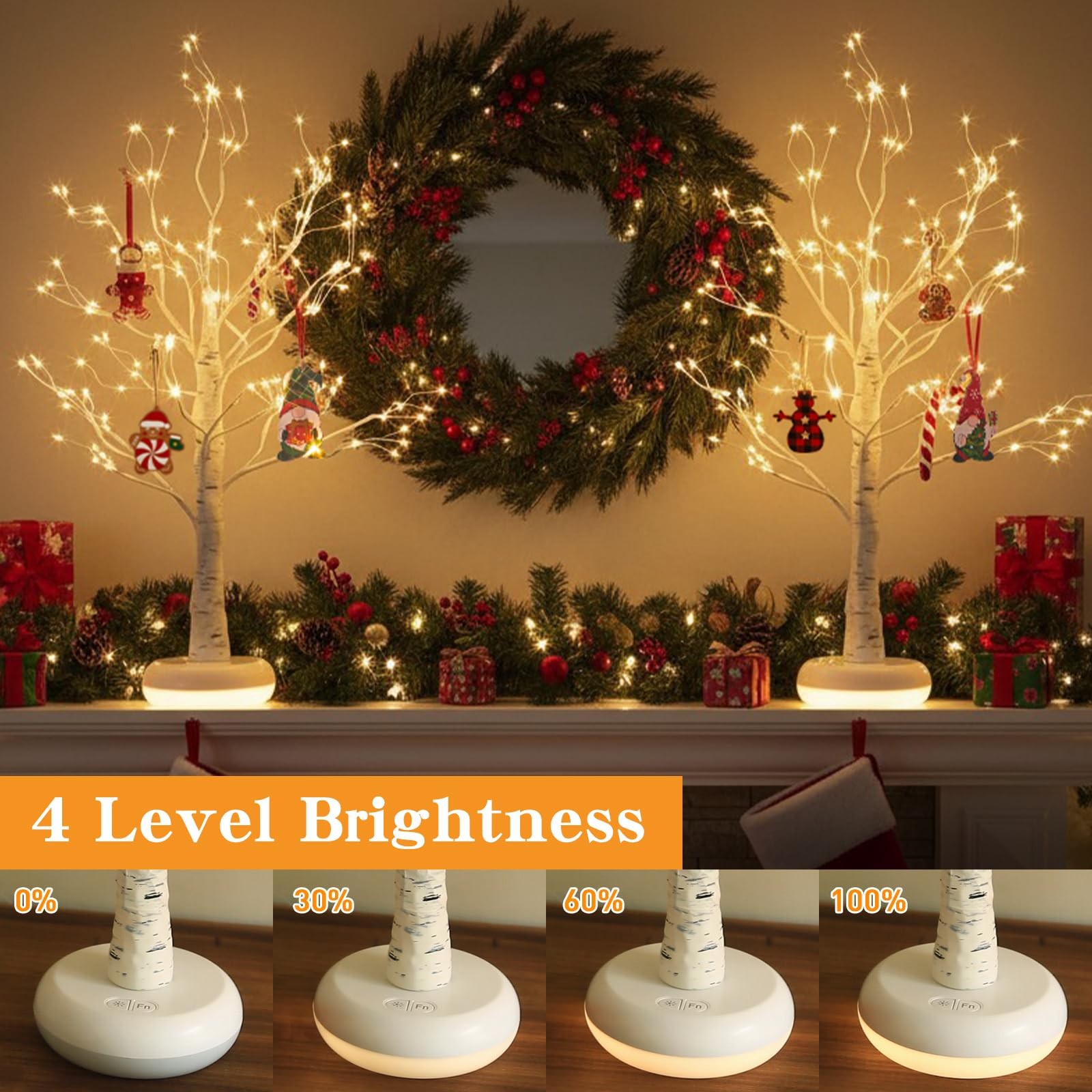Birch Tree with LED Lights, Christmas Decorations Indoor Fairy Light Spirit T... gallery