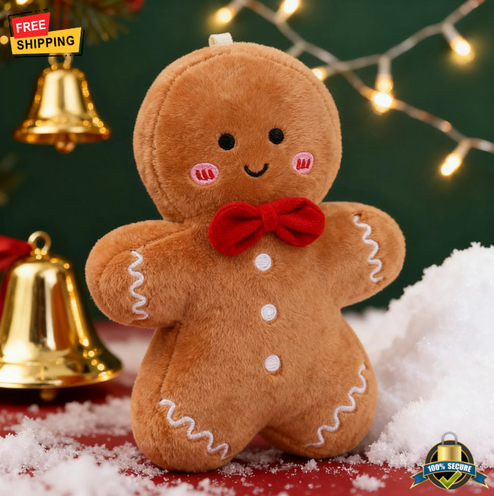 17cm Cute Christmas Gingerbread Man Plush Toy Xmas Tree Ornament Gift gallery