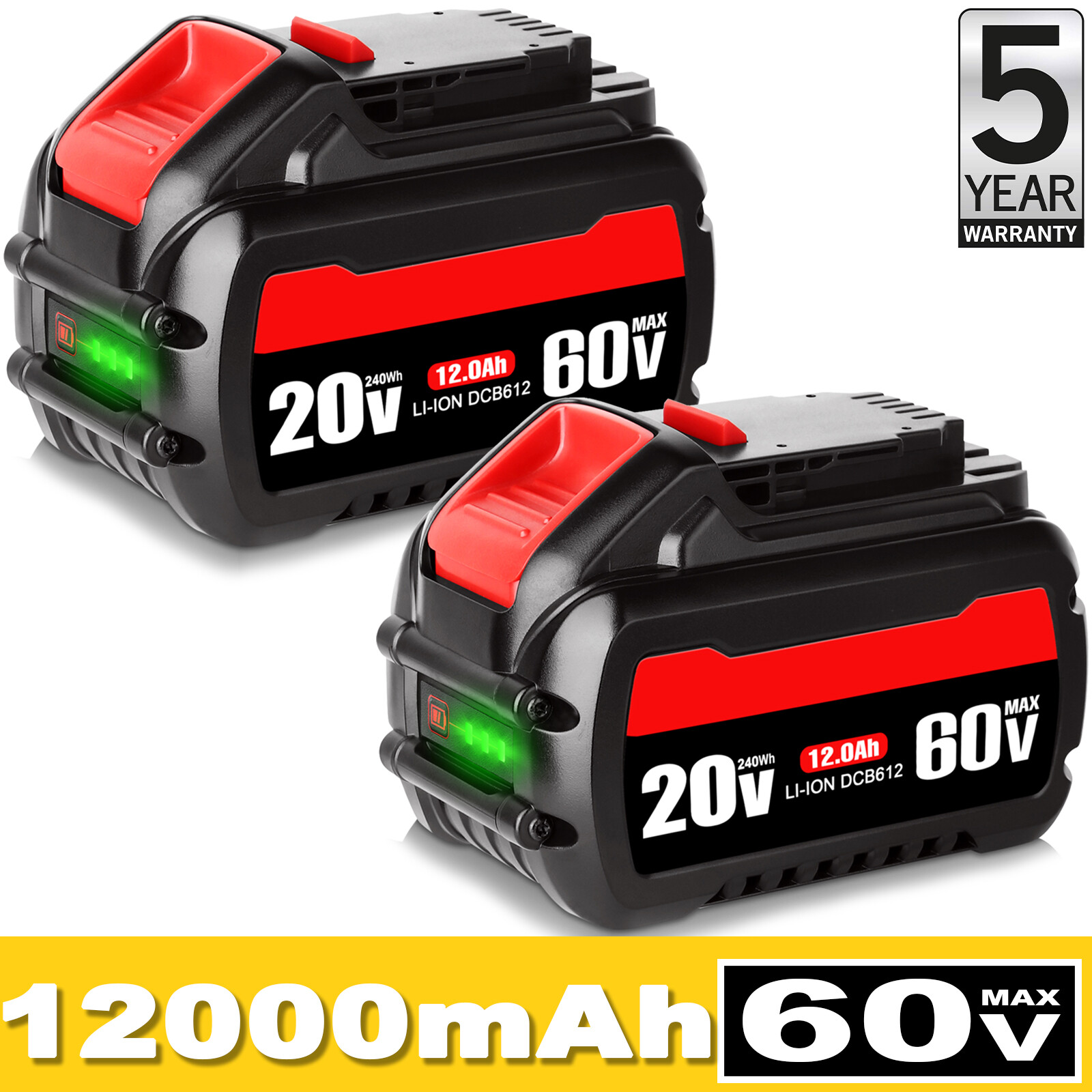 For Dewalt DCB612 FLEXVOLT 20V/60V MAX Lithium Battery DCB606-2 DCB609 DCB612-2 gallery