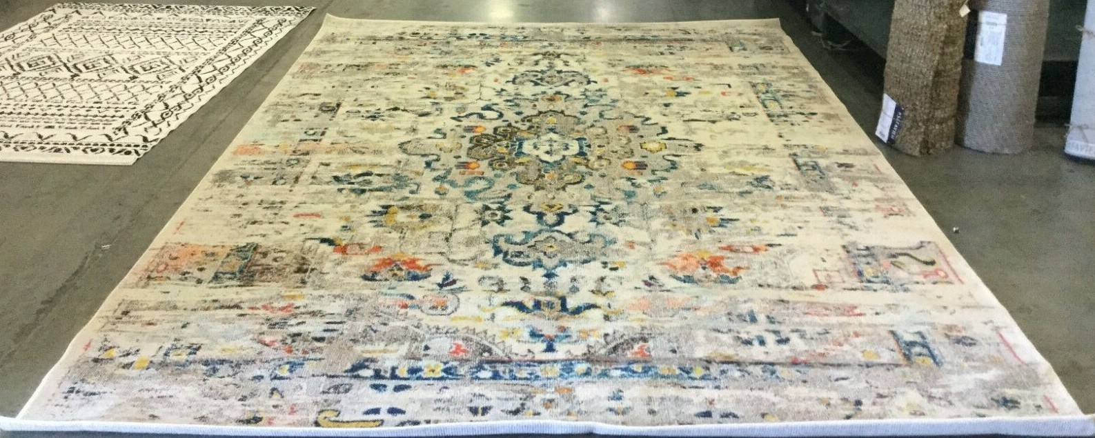 CREAM / BLUE 9' X 12' Back stain Rug Reduced Price 1172640416 MAD474B-9 gallery