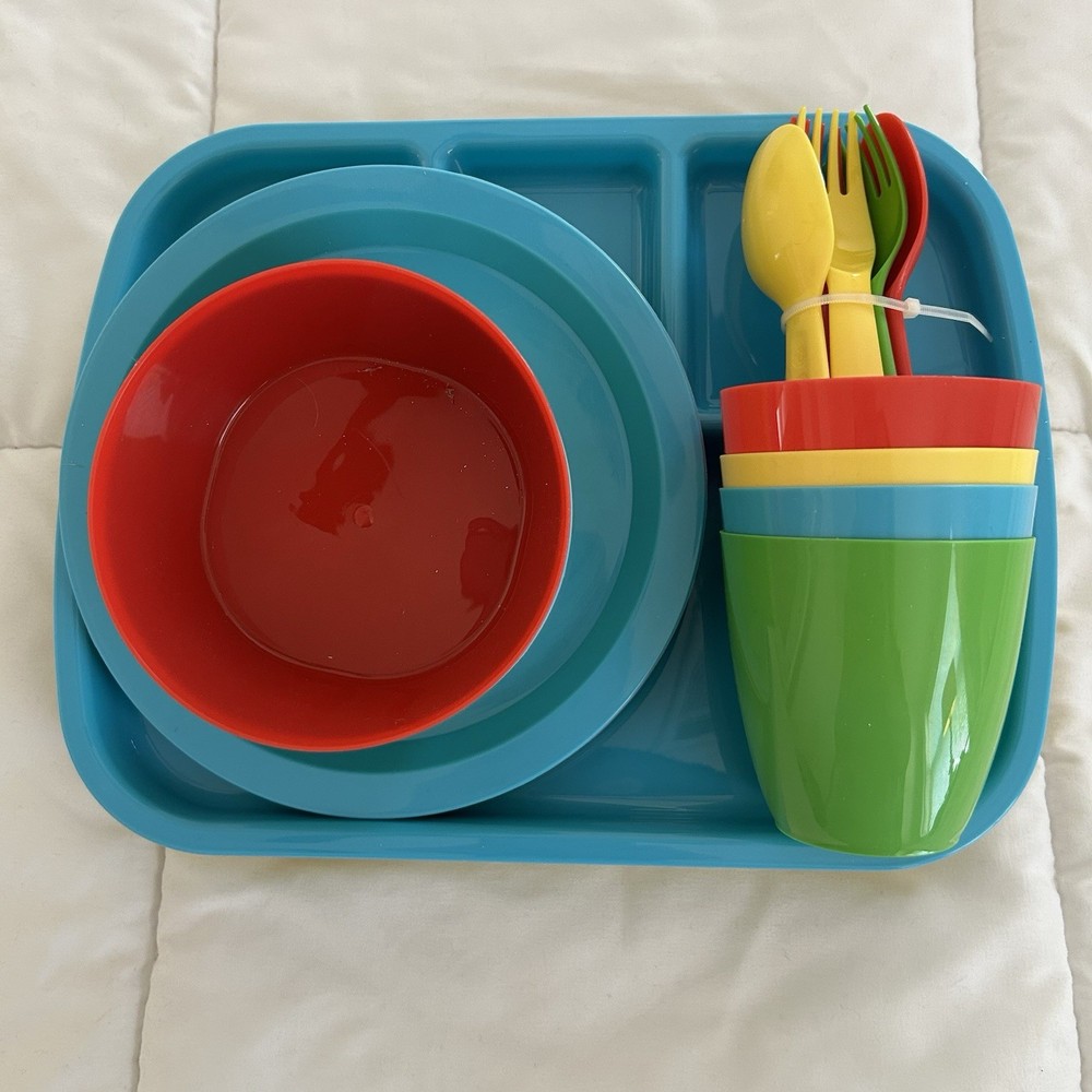 Childrens' 24-Piece Dinnerware Set Primary Color Kids' by Mainstays BPA Free New