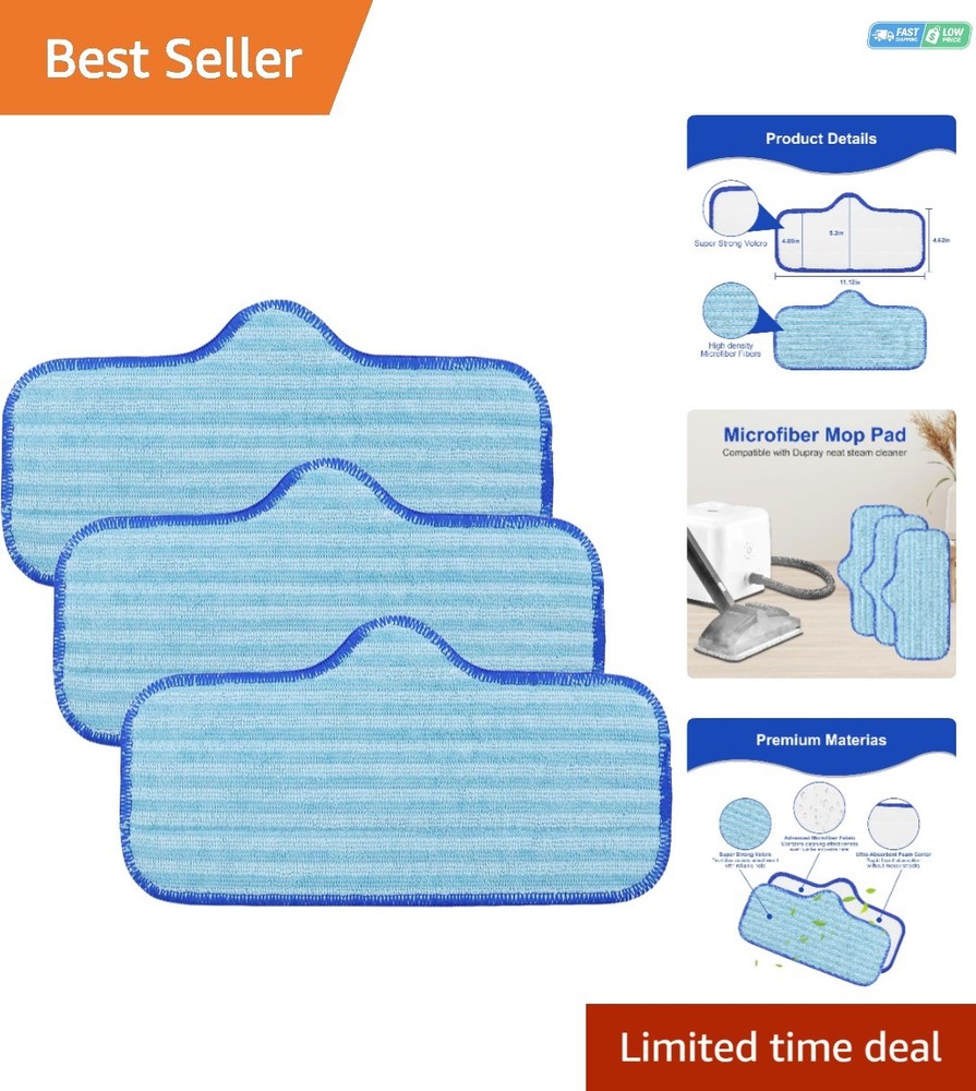 Machine Washable Microfiber Replacement Pads for Dupray Steam Cleaners - 3 Pack
