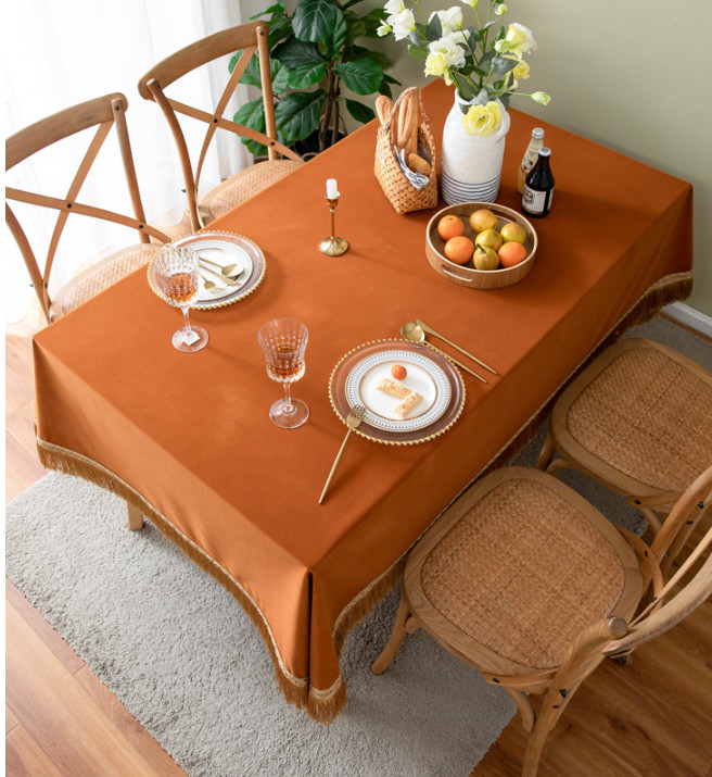 Tassels Chenille Table Cloth Rectangle Square Round Coffee Table Cover Washable gallery