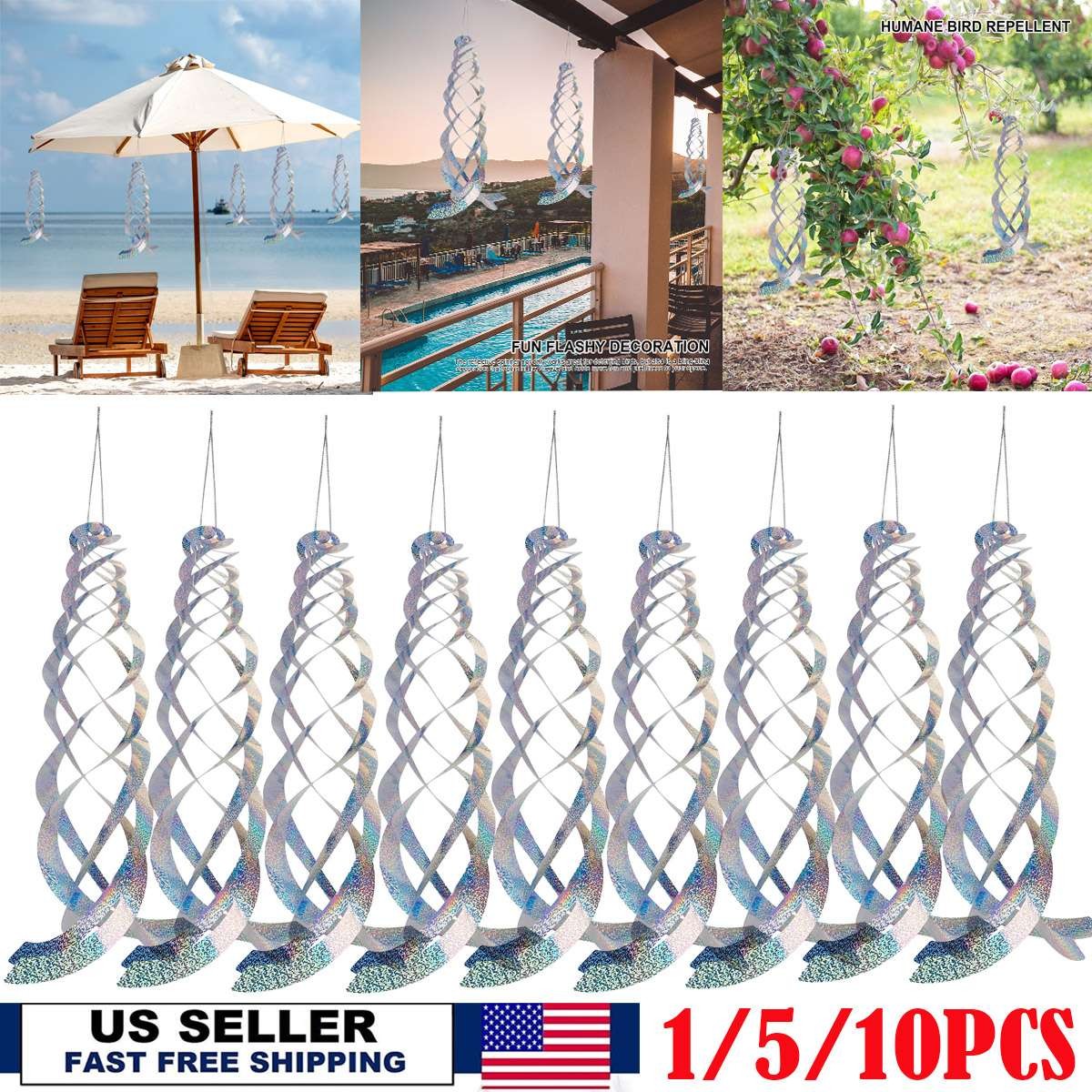 Reflective Bird Repellent Discs Keep Birds Away Pigeon Hawk Goose Deterrent 17in gallery