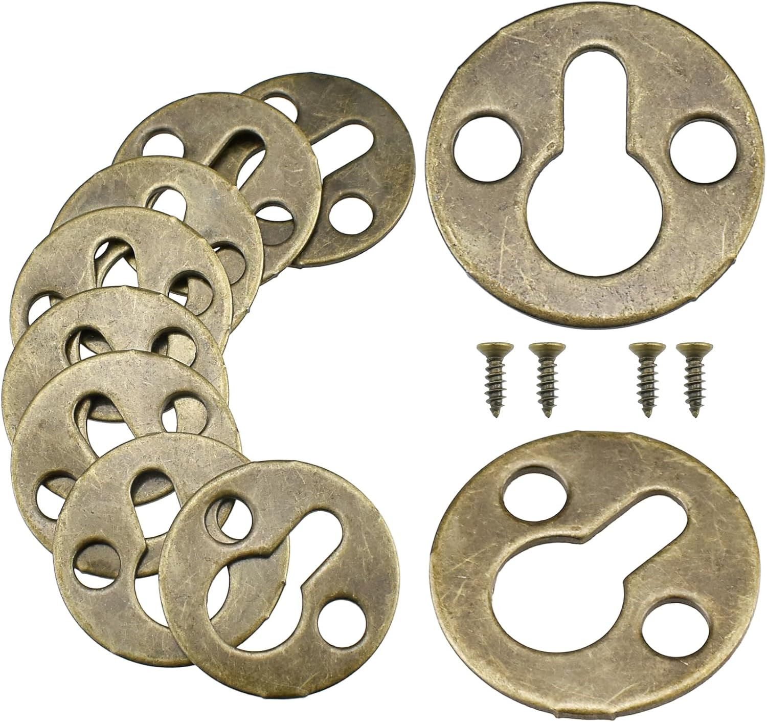 Round Metal Keyhole Hanging Films Shelf Brackets for Picture Frame Hanging - 10 gallery