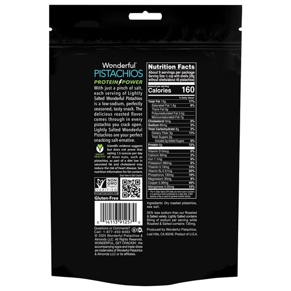 Wonderful Pistachios In-Shell Lightly Salted Nuts, 16 Ounce Resealable Bag gallery