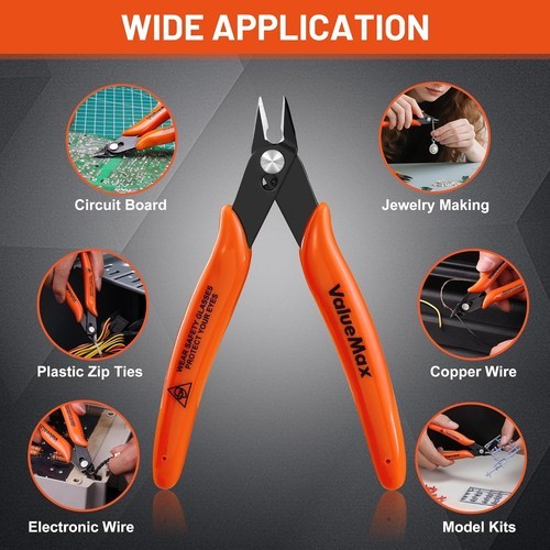 ValueMax 12-Pack Flush Cutters 5" Micro Precision Side Cutter Pliers Spring New gallery