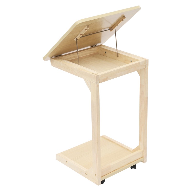 Movable Solid Wood Home Side Square Folding Coffee Side Table Adjustable Angle gallery