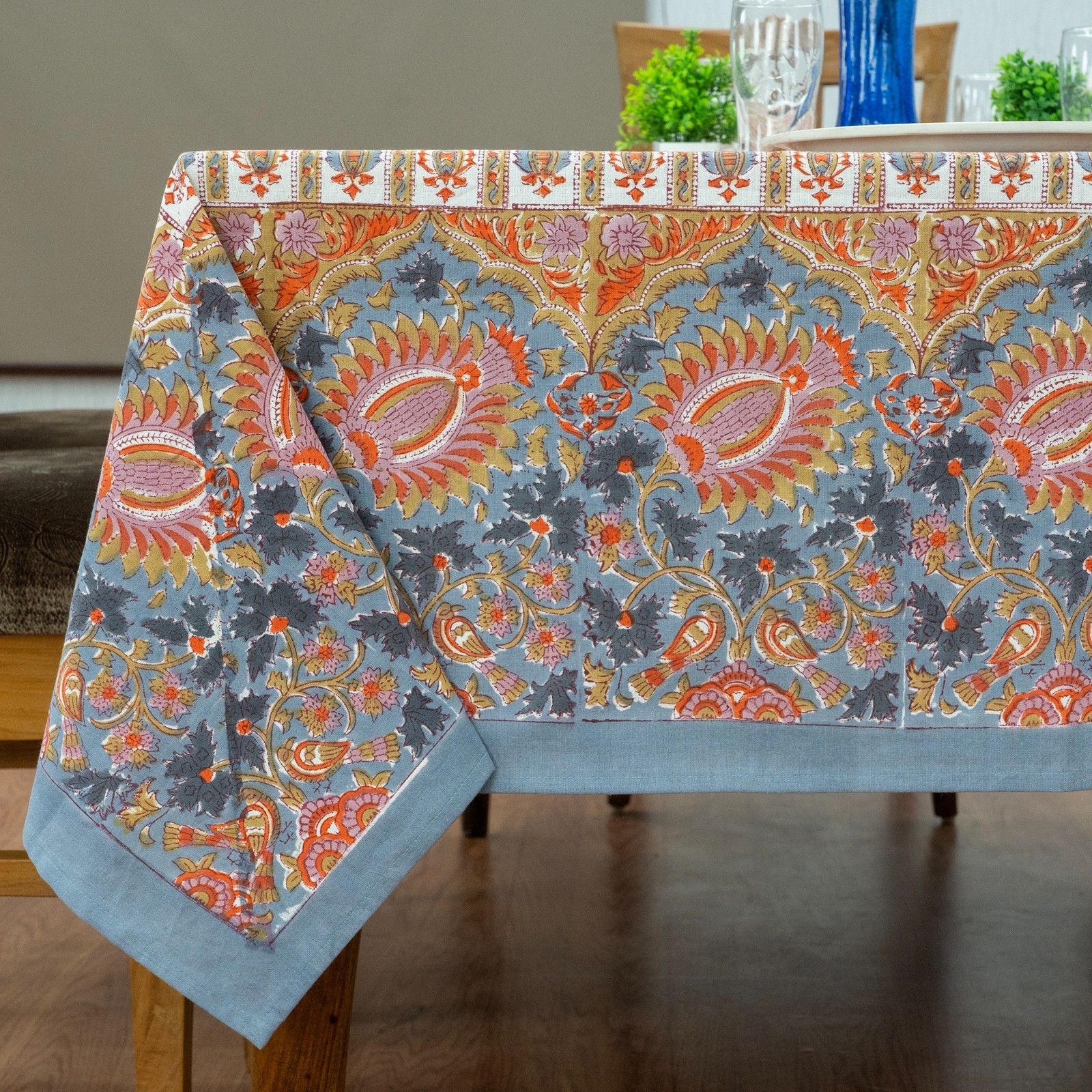 Hand Block Printed Tablecloth Wedding Table Cover Gift for Her, New Year Gifts gallery