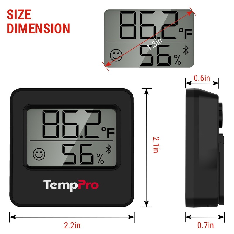 TempPro TP357W Bluetooth Hygrometer Thermometer 260ft Smart App Face IconComfort gallery