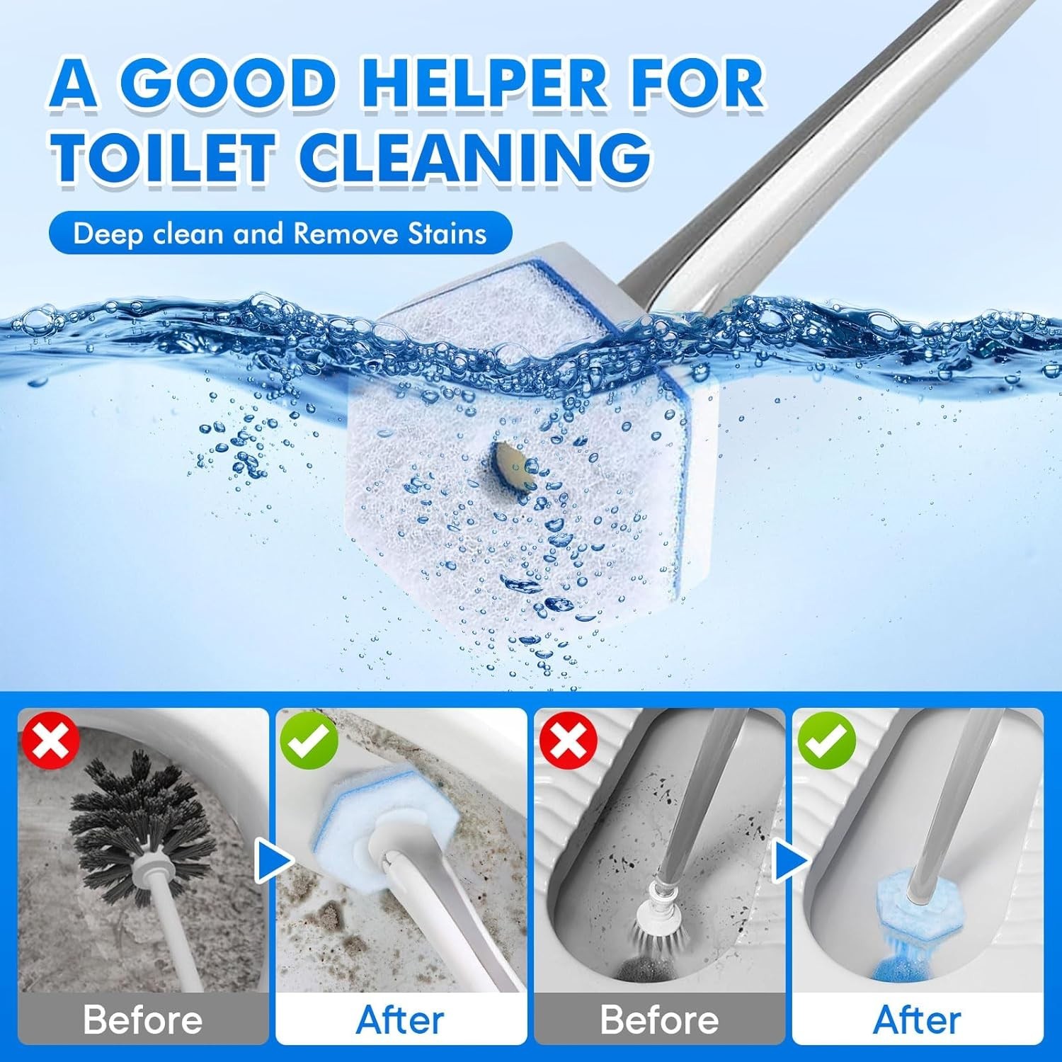 40 p Cleaner Wand Refills Disposable Toilet Brush Heads Compatible w Most Brands gallery