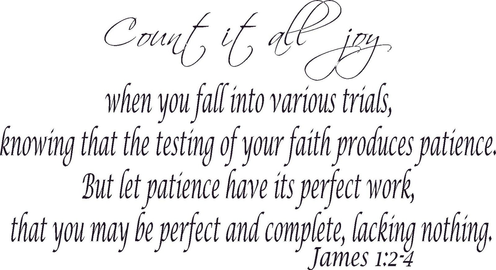 James 1:2-4 11 x 22 Scripture Vinyl Wall Decal ~ Scripture Wall Art gallery