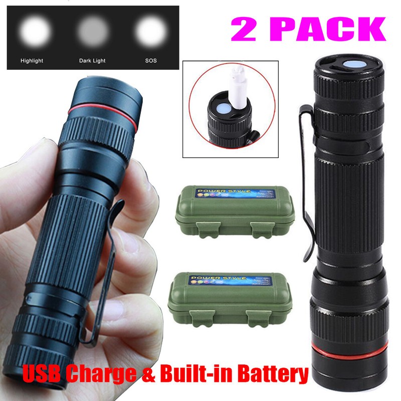 2PCS Strong Clip LED Camping Warning Flash Light Mini Emergency Flashlights gallery