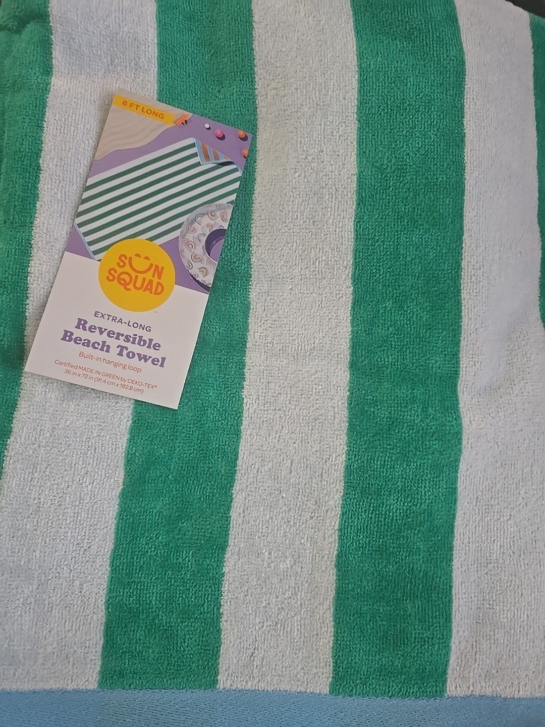 Extra Long Reversible Beach Towel Build In Hanging Loop 36×72 In (91.4cm× 182.8) gallery