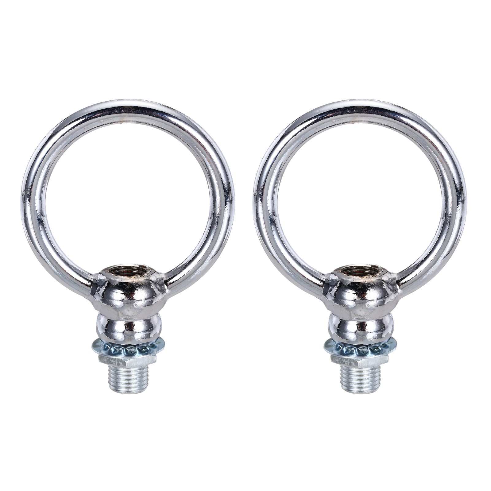 2 Set 8kg M10 2x2.3" Thread Lifting Eye Nut Holder Hook Ring Silver gallery