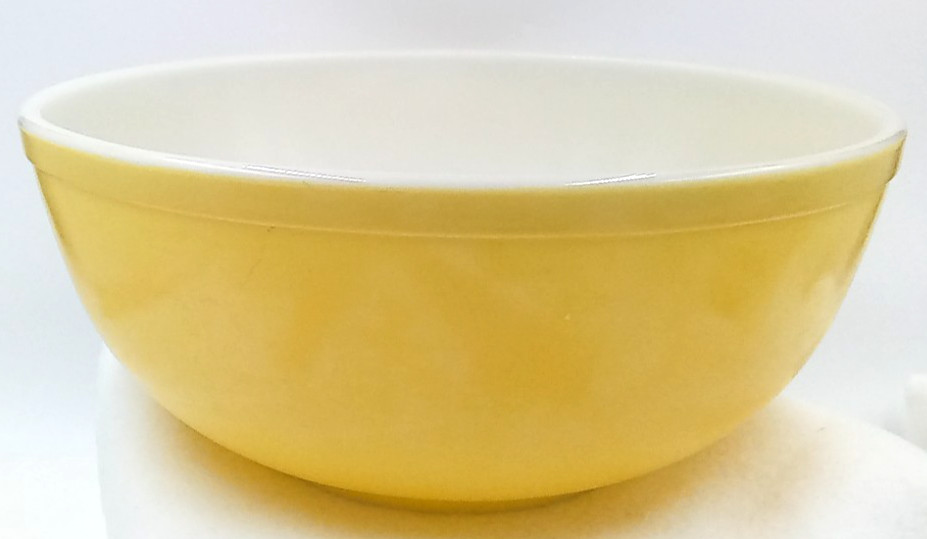 Pyrex Mixing Bowl Nesting Yellow Rainbow Primary Color 404 Glass Vintage MCM USA gallery