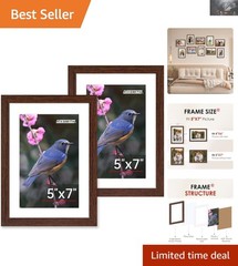 Versatile 2-Pack 5×7 Photo Frames with Plexiglass for Tabletop & Wall Display
