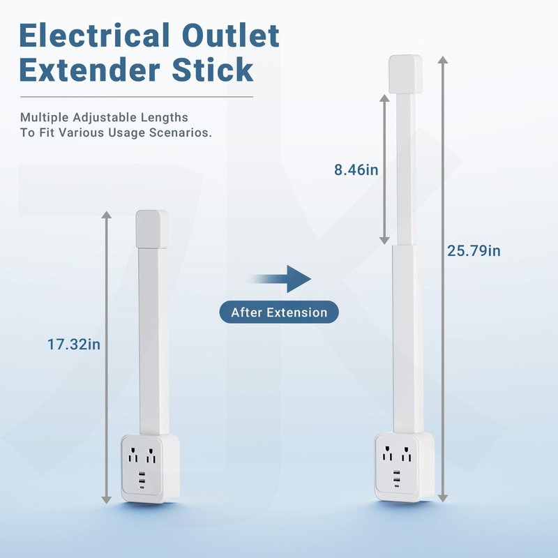 Outlet Electrical Outlet Extender Stick. Features USB-C, 2 USB-A, and 2 AC Outle gallery