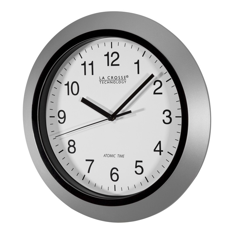 WT-3102S La Crosse Technology 10" Atomic Wall Clock - Silver NIB (Internet Box) gallery