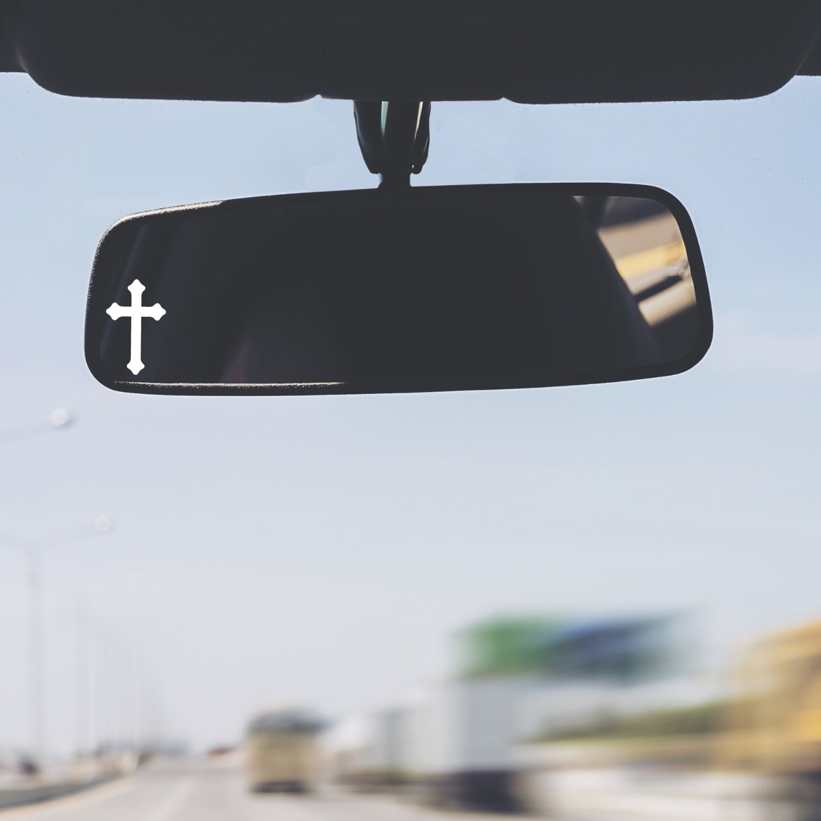Religious Cross Vinyl Decal Sticker Rearview Mirror Car Truck Christian Set of 2 gallery
