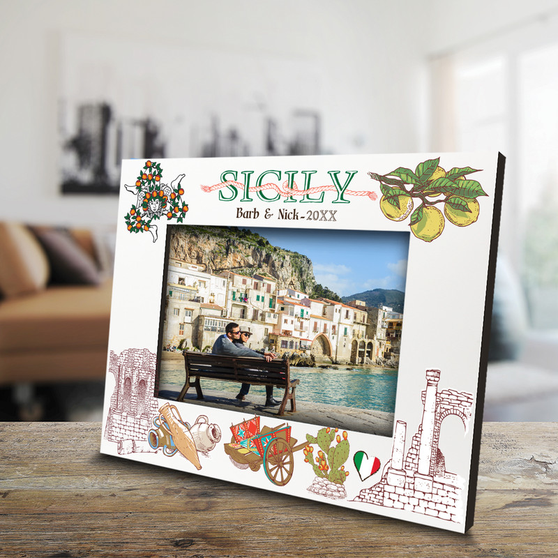PERSONALIZE-Sicily Theme Picture Frame-Wedding, Honeymoon-Mediterranean Island gallery