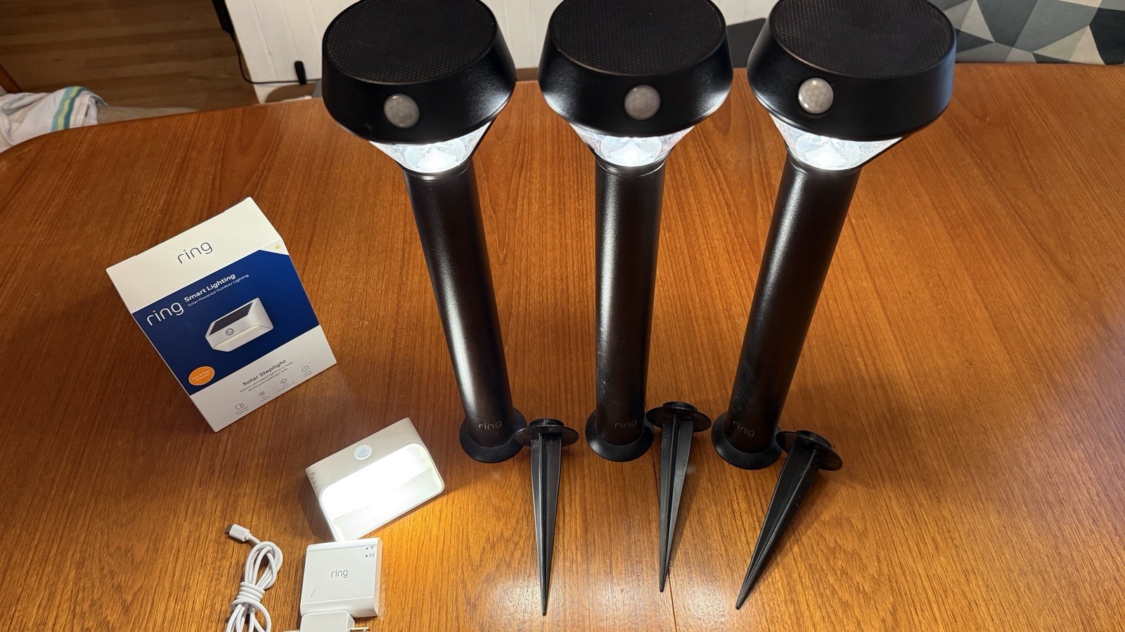 4 Lot RING 3 Path 1 Step Solar Lights w Smart Bridge Good Working Condition gallery
