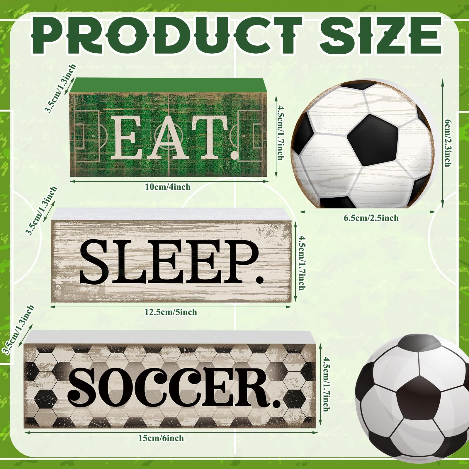 4 Pcs Soccer Wooden Tabletop Decor Soccer Tiered Tray Decor Rustic Wood Block... gallery