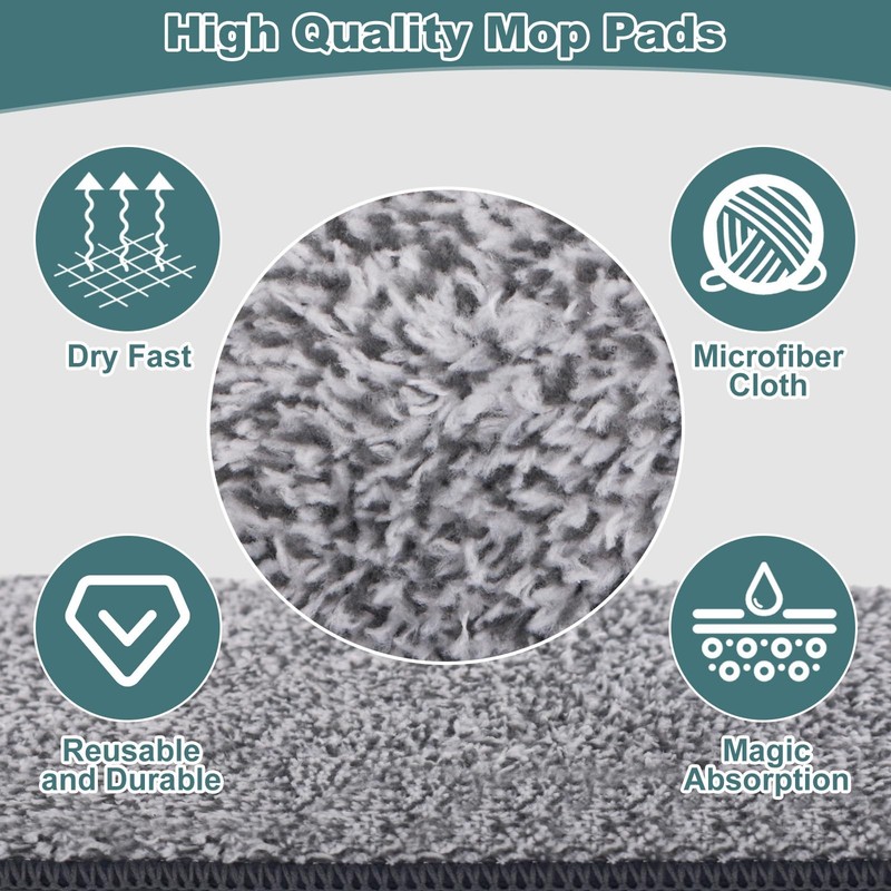 Flat Mop with 3 Pads, Microfiber Mops for Floor Cleaning Adjustable Handle 29... gallery