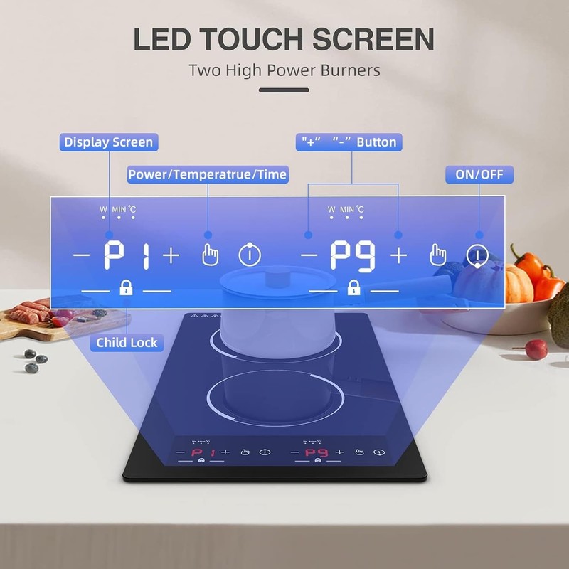 Electric Cooktop Double Burner Induction Drop-in Electric Stove Top 110V 2300W gallery