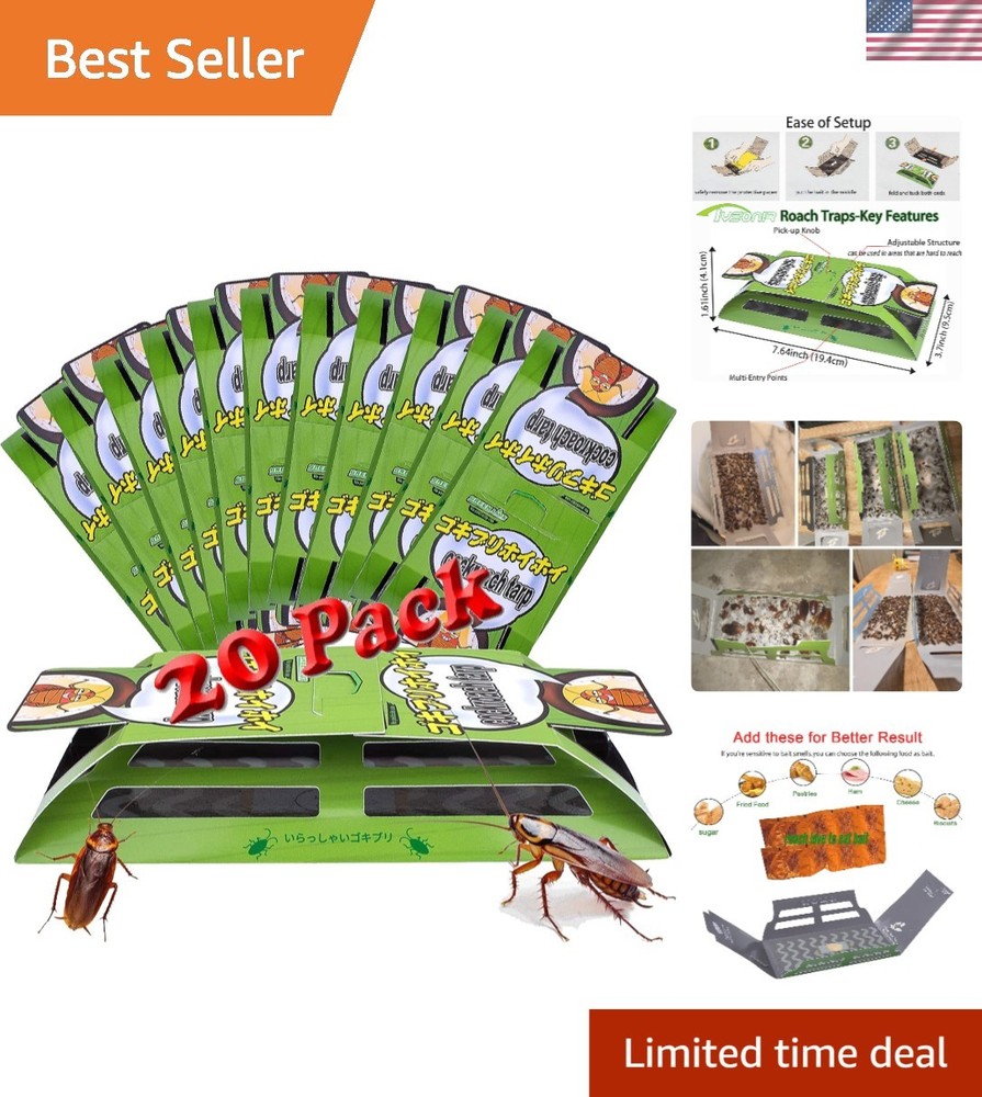 No Escape Roach Motel - 20 Child & Pet Safe Traps for Ultimate Home Protection